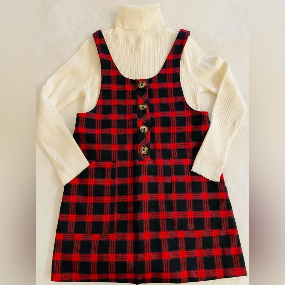 ZARA Girls Plaid Pinafore Dress (Size 7)